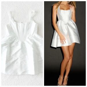 NWT Lulus Bubbly Love White Taffeta Corset Mini Dress Large
